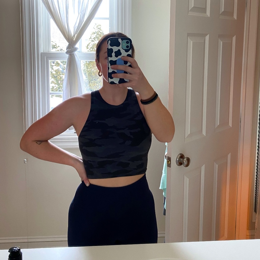 Conscious Crop Bra A-C, Black Camo, Size S